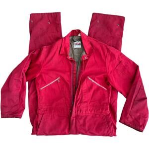 Vintage Wells Blizzard Pruf red overalls zippered collared suit medium